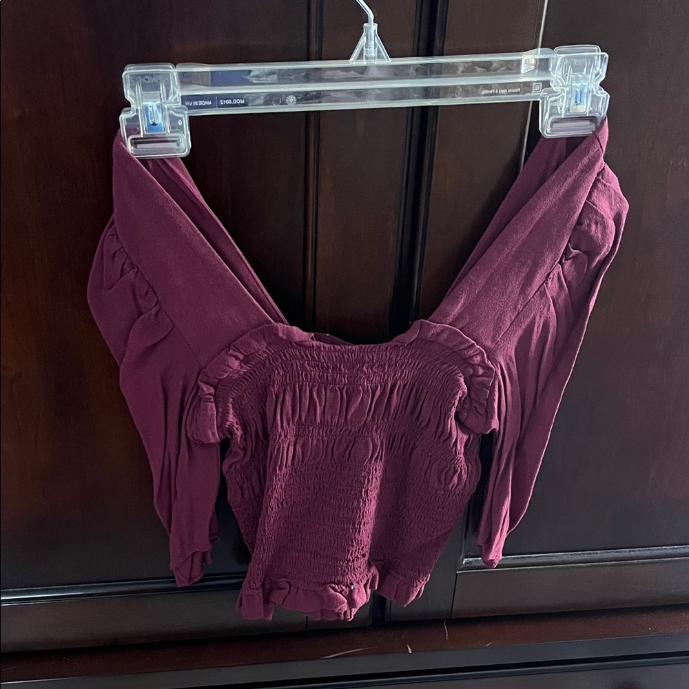 Elegant Burgundy Smocked Women's Top